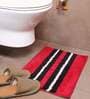 Maroon Geometric Microfibre 23x15 Inches AntiSkid Bath Mat
