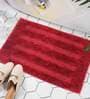 Maroon Geometric Microfibre 24x16 Inches AntiSkid Bath Mat