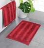 Maroon Geometric Microfibre 24x16 Inches AntiSkid Bath Mat