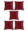 Maroon Polyester Geometric 16x16 inches Cushion Cover (5Pc)