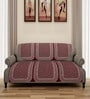 Maroon Geometric Polyester 5 Seater Sofa Cover