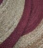 Maroon Geometrical Jute 3 X 3 Feet Hand Woven Round Carpet