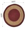 Maroon Geometrical Jute 4 X 4 Feet Hand Woven Round Carpet