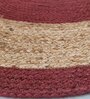 Maroon Geometrical Jute 5 X 5 Feet Hand Woven Round Carpet