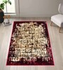 Maroon Abstract Polyester 3 ft x 5 ft Machine Made Carpet