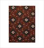 Maroon Geometrical Wool 5 ft x 7 ft Hand Tufted Carpet