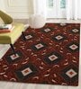 Maroon Geometrical Wool 5 ft x 7 ft Hand Tufted Carpet