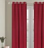 Maroon Jacquard Abstract Light Filtering Eyelet 7 Feet Door Curtain
