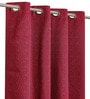 Maroon Jacquard Abstract Light Filtering Eyelet 7 Feet Door Curtain