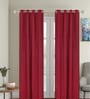 Maroon Jacquard Abstract Light Filtering Eyelet 7 Feet Door Curtain