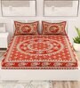 Maroon Traditional 120 TC Cotton Queen Sized Bedsheet with 2 Pillow Cover