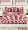 Maroon Abstract 120 TC Cotton Queen Sized Bedsheet with 2 Pillow Cover