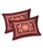 Maroon Traditional 120 TC Cotton Queen Sized Bedsheet with 2 Pillow Cover