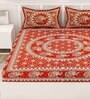 Maroon Traditional 120 TC Cotton Queen Sized Bedsheet with 2 Pillow Cover