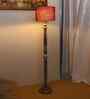 Maroon Jute Wooden Floor Lamp
