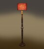 Maroon Jute Wooden Floor Lamp