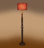 Maroon Jute Wooden Floor Lamp