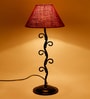 Maroon Jute Abstract Table lamp