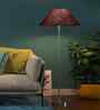 Maroon Jute Coolie Shade Floor Lamp Steel Base