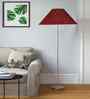 Maroon Jute Coolie Shade Floor Lamp Steel Base