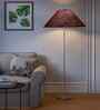 Maroon Jute Coolie Shade Floor Lamp Steel Base