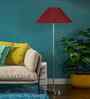 Maroon Jute Coolie Shade Floor Lamp Steel Base