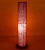 Maroon Jute Parchment Shade Column Floor Lamp With Wood Base