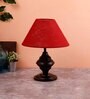 Maroon Jute table lamp with black base