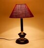 Maroon Jute table lamp with black base