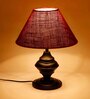 Maroon Jute table lamp with black base