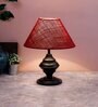 Maroon Jute table lamp with black base