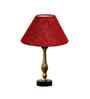 Maroon Jute Table Lamp With G Metal & Wood  Base 10X15 Inches