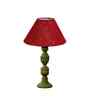 Maroon Jute Table Lamp With G Wood  Base 10X19 Inches