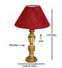 Maroon Jute Table Lamp With G Wood  Base 10X19 Inches