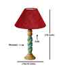 Maroon Jute Table Lamp With G Wood  Base 10X19 Inches