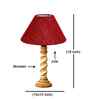 Maroon Jute Table Lamp With G Wood  Base 10X19 Inches