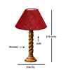 Maroon Jute Table Lamp With G Wood  Base 10X19 Inches