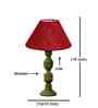 Maroon Jute Table Lamp With G Wood  Base 10X19 Inches