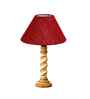 Maroon Jute Table Lamp With G Wood  Base 10X19 Inches