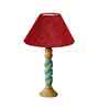 Maroon Jute Table Lamp With G Wood  Base 10X19 Inches