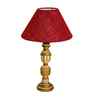 Maroon Jute Table Lamp With G Wood  Base 10X19 Inches