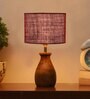 Maroon Jute Table Lamp With Wood Base