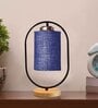 Maroon Jute Table Lamp With Wood Base
