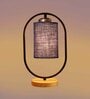 Maroon Jute Table Lamp With Wood Base