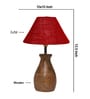 Maroon Jute Table Lamp With Wood Base