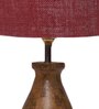 Maroon Jute Table Lamp With Wood Base