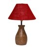 Maroon Jute Table Lamp With Wood Base