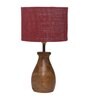 Maroon Jute Table Lamp With Wood Base