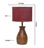 Maroon Jute Table Lamp With Wood Base