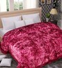 Maroon Abstract Microfiber 300 GSM Heavy Winter Reversible Double Bed Comforter